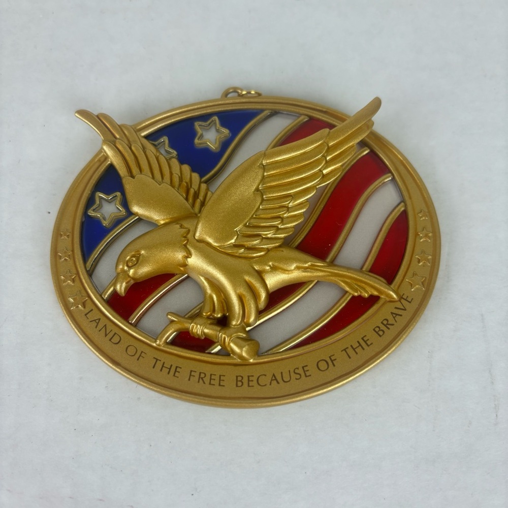 Hallmark Keepsake Ornament-Because of the Brave-original box-American flag/Eagle - Picture 7 of 9